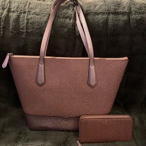 Kate Spade Lola Glitter Large Tote & Wallet